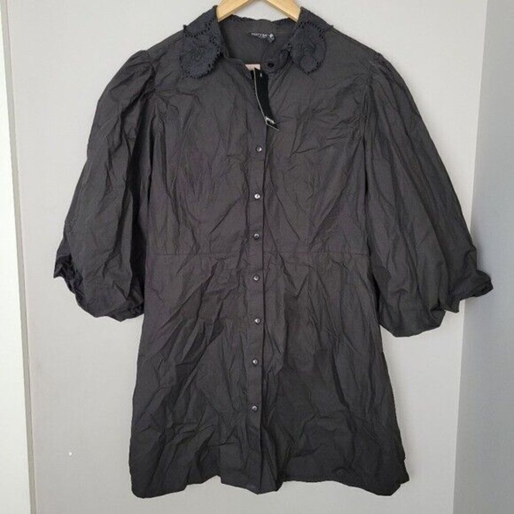 Nasty Gal Lace Collar Puff Sleeve Shirt Dress 8